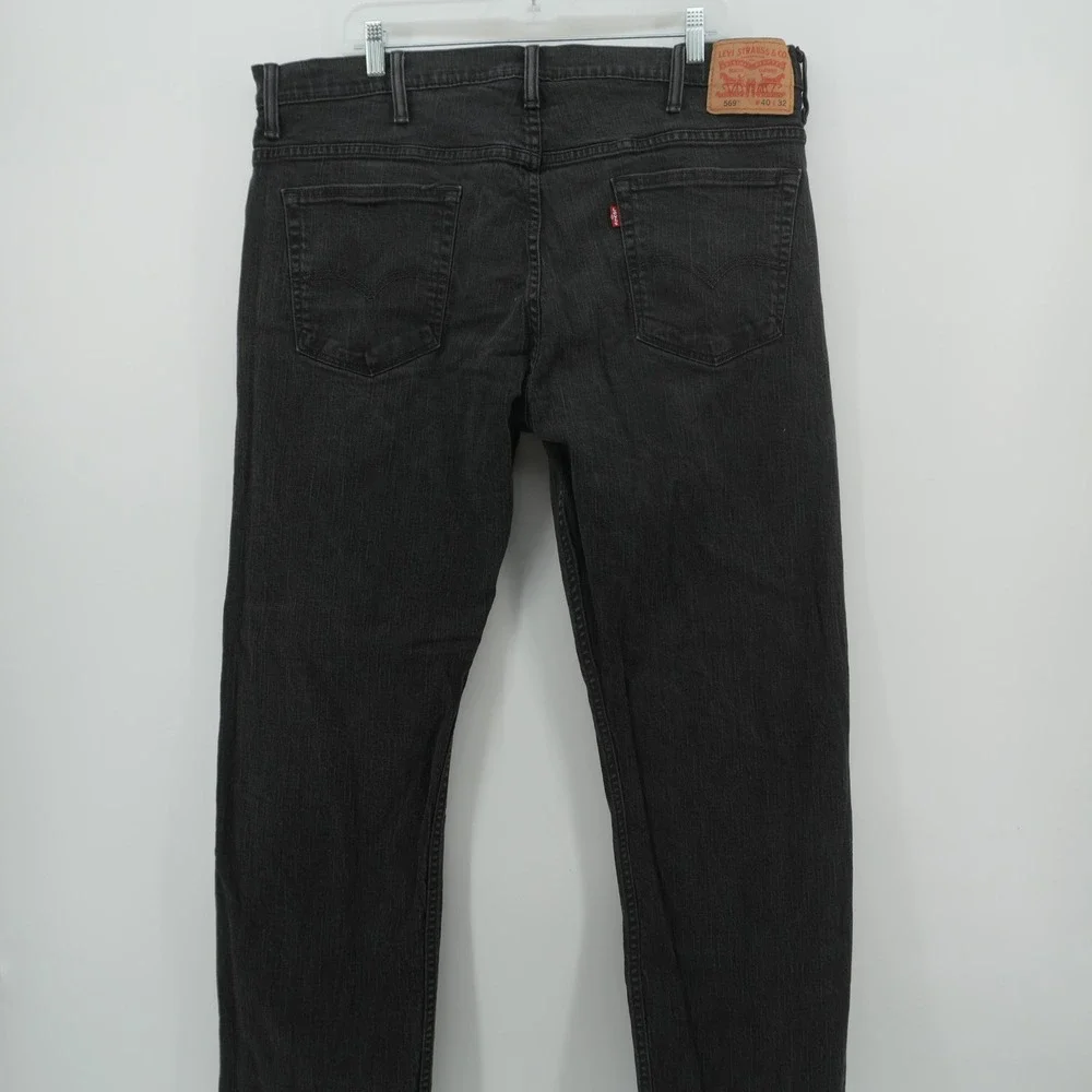 Levi's 569 Loose Straight Jeans Mens 40x32 Black Faded Denim Relaxed Fit
